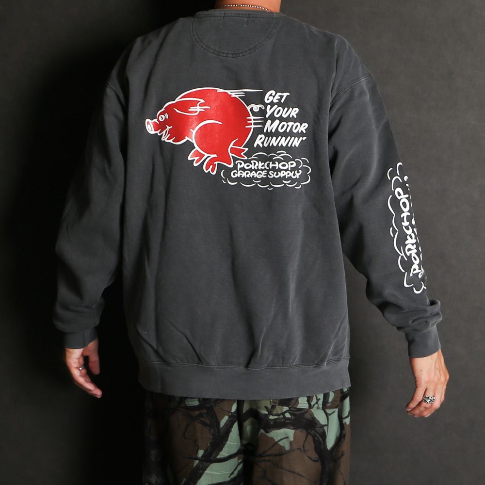 RUNNING LOGO SWEAT - ASH BLACK / スウェット