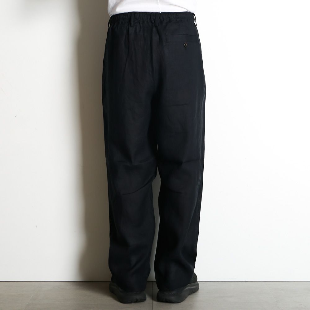 DOUBLE PLEATED EASY TROUSERS - BLACK / ヘンプ細布 - ダブルプリーテッドイージートラウザーズ / A26A22PT02C