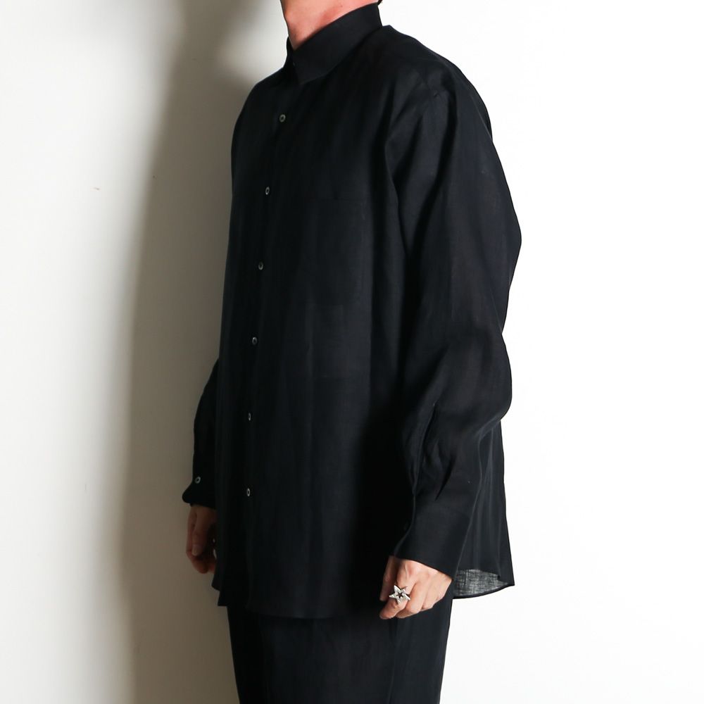 COMFORT FIT SHIRT - BLACK / ヘンプ細布 - コンフォートフィットシャツ / A26A22SH01C