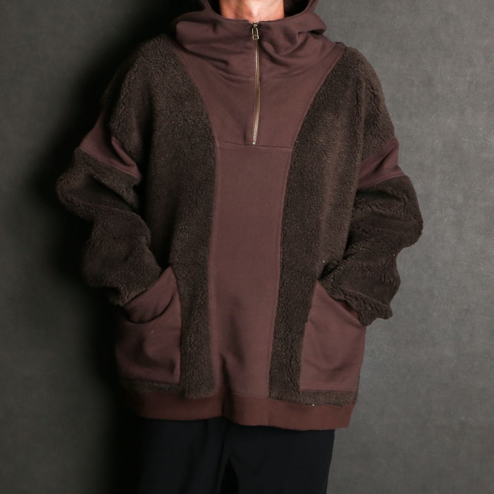 BOA×SWEAT HOODIE / ボア×スウェット ハーフジップパーカー / 179203
