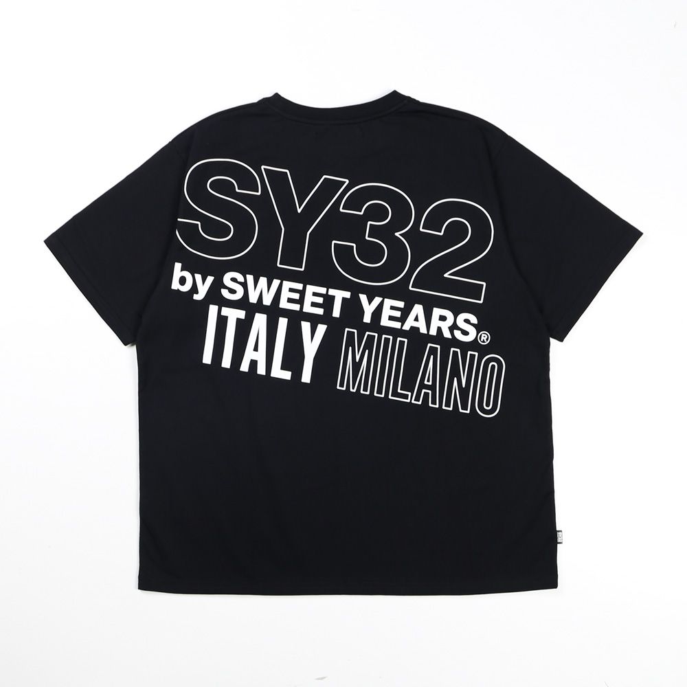 SY32 by SWEET YEARS - BACK SLASH BIG LOGO TEE - BLACK 