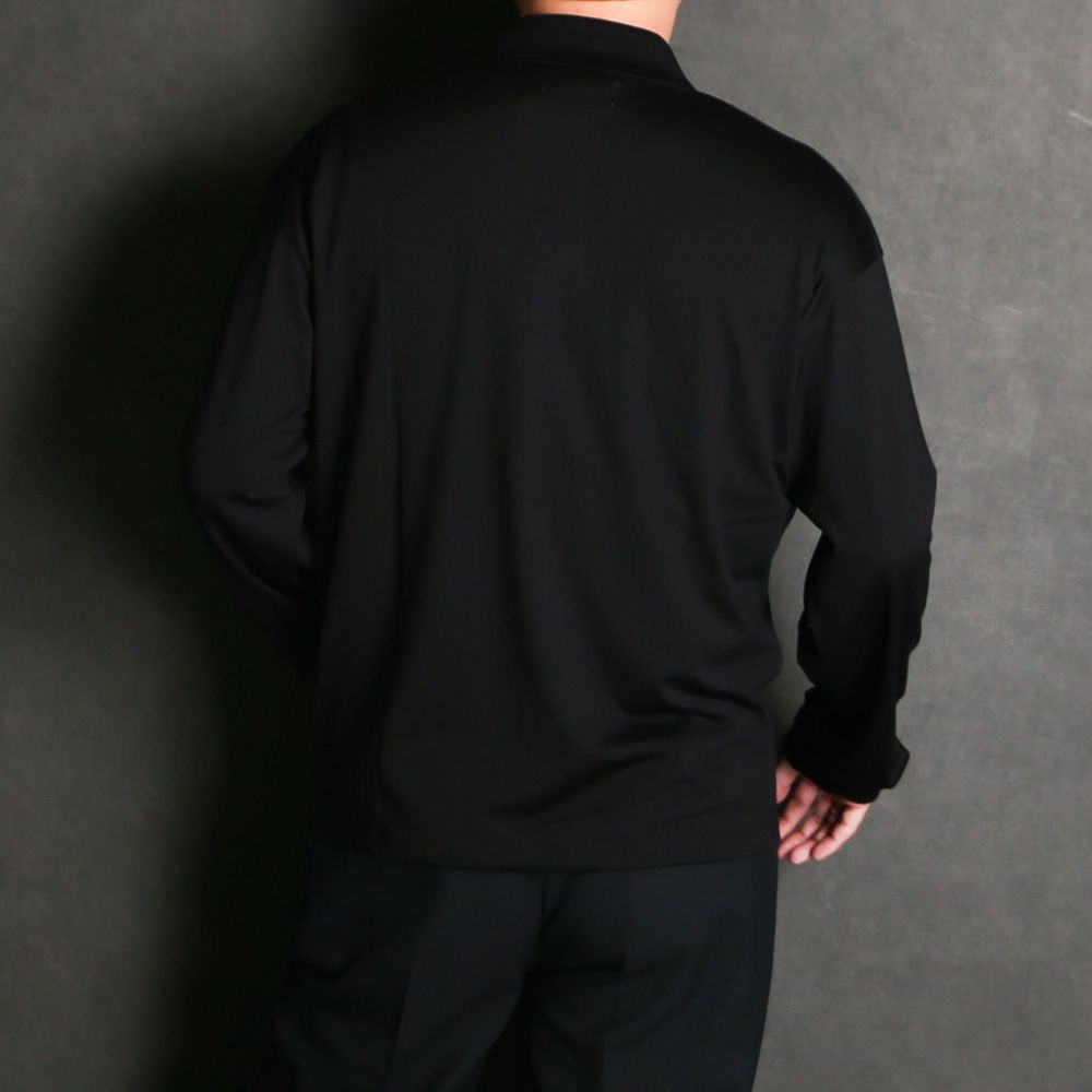 Long Sleeve Polo - Black / スーパー160sウール 防縮天竺 - ロングスリーブポロ / A26C12CS03C