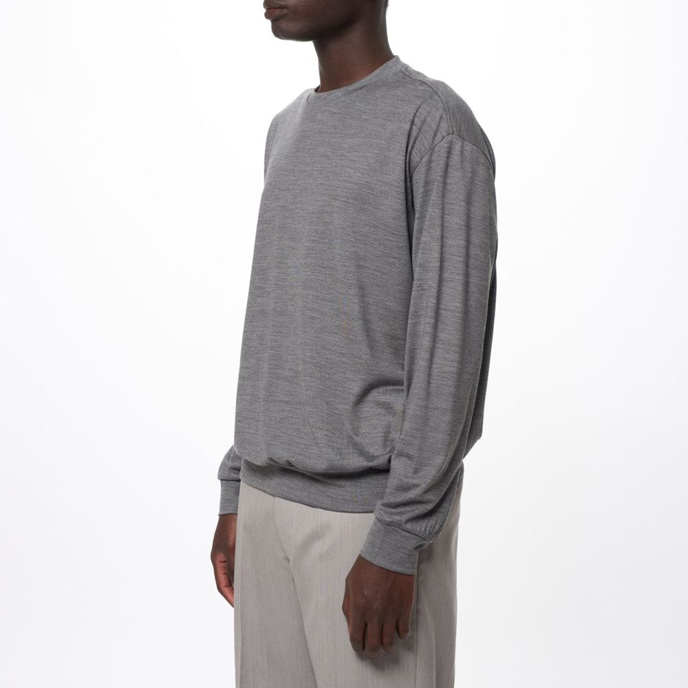 Crew Neck L/S Tee - Top Gray / スーパー100sウォッシャブルウール天竺 - クルーネック L/S Tee / M26C15CS03C