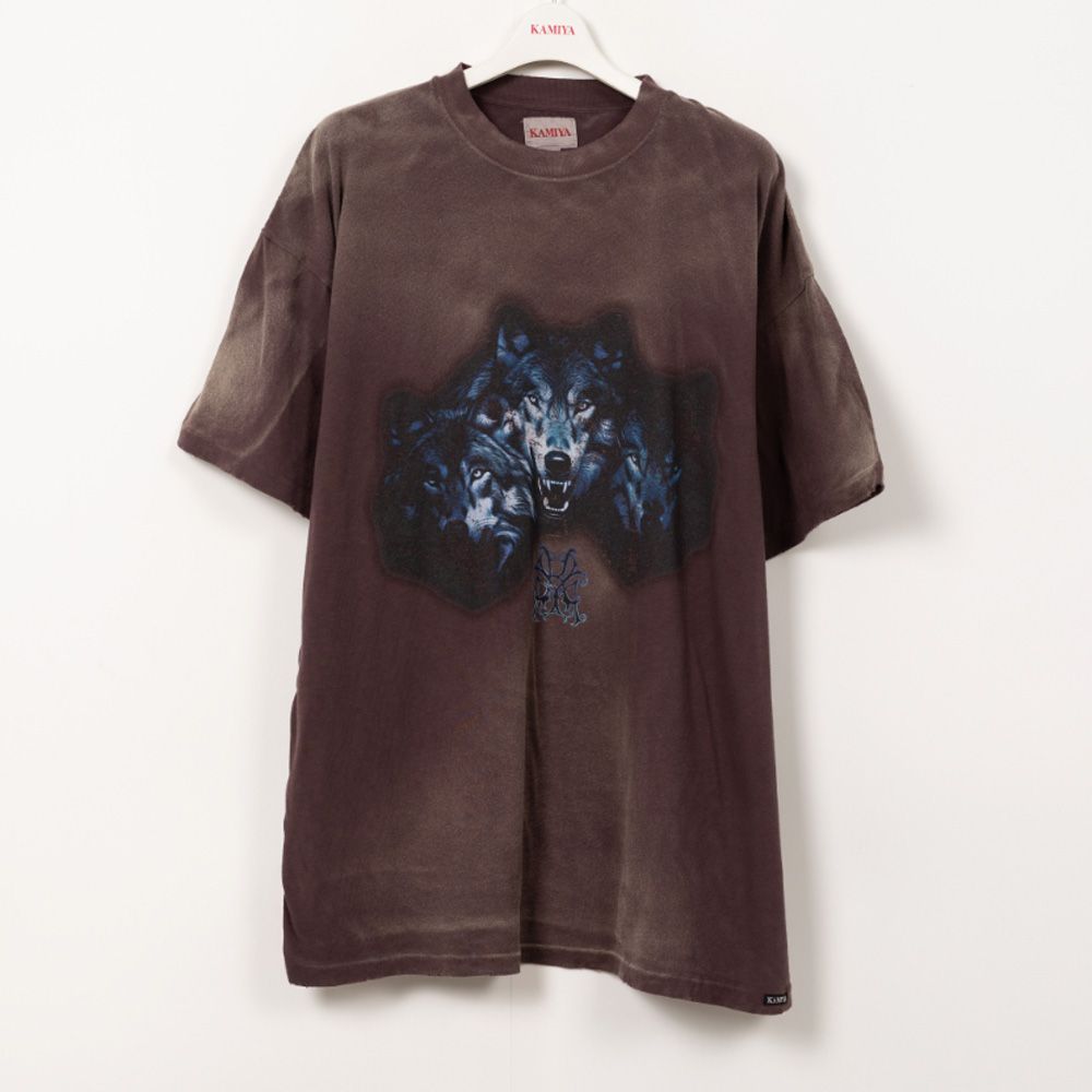KAMIYA KMY-WOLF DISTRESSED Tシャツ プリント 半袖 KAMIYA tシャツ “KMY-WOLF” Distressed T-shirt メンズ