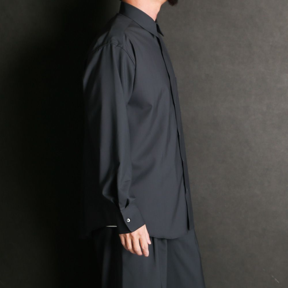 【ラスト1点-サイズ3】 COMFORT FIT SHIRT - CHARCOAL / オーガニックウール2/80トロピカル - コンフォートフィットシャツ / A26A15SH01C