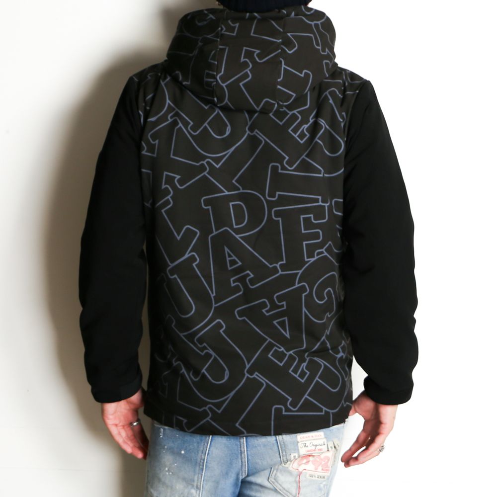 LETTERING SLEEVE SWITCH JACKET / ダイアゴナルロゴ ドッキング ダウンパーカー / USO-21044