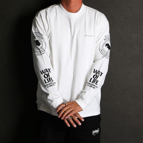 【ラスト1点-サイズS】 TWO WHEEL L/S TEE - WHITE / ロングスリーブ Tシャツ / 25'RTC-0802