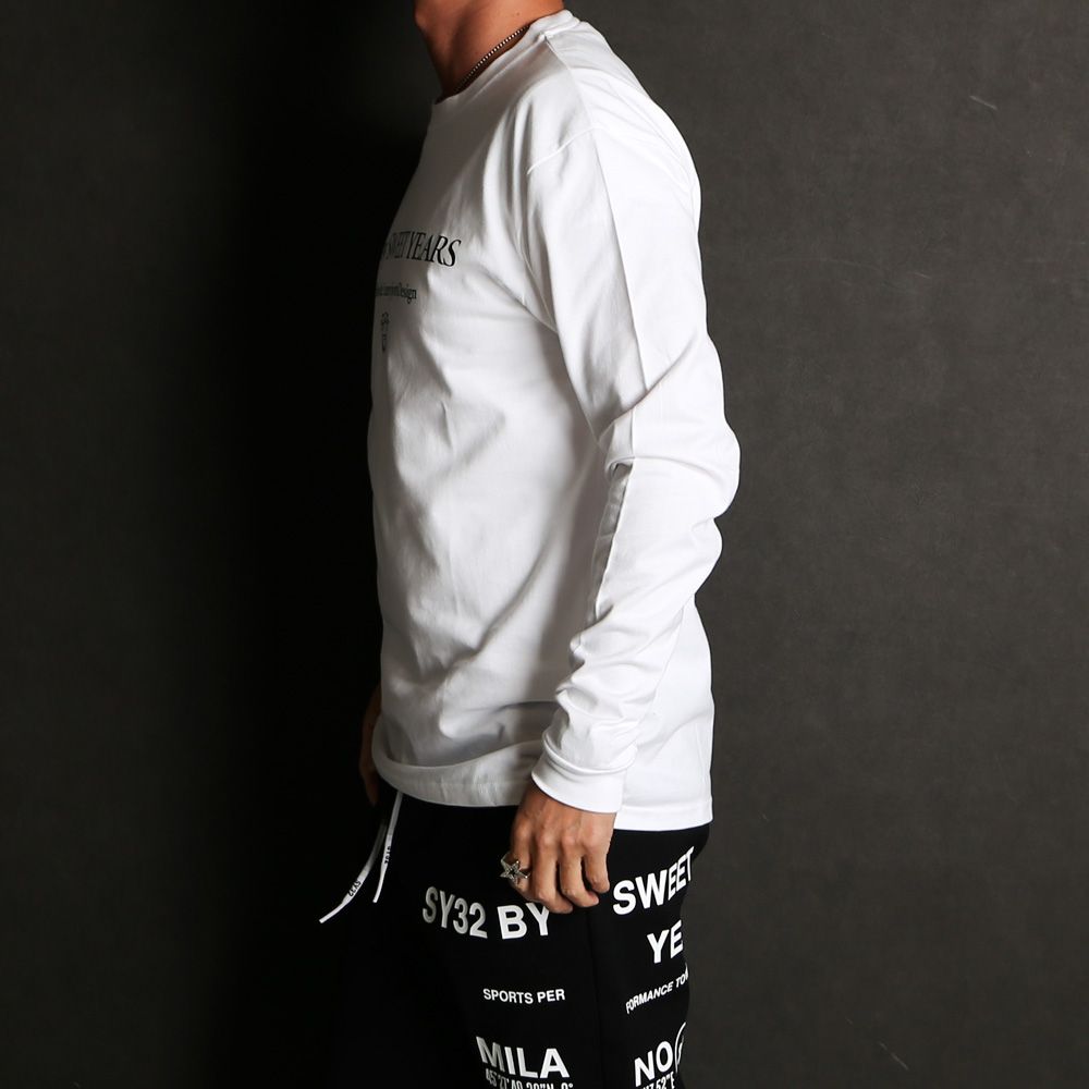 SANS SERIF LOGO L/S TEE - WHITE × BLACK / ロングスリーブTシャツ / 14178J-W