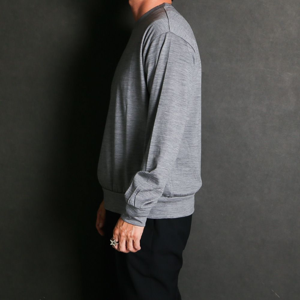 【ラスト1点-サイズ4】 Crew Neck L/S Tee - Top Gray / スーパー100sウォッシャブルウール天竺 - クルーネック L/S Tee / M26C15CS03C