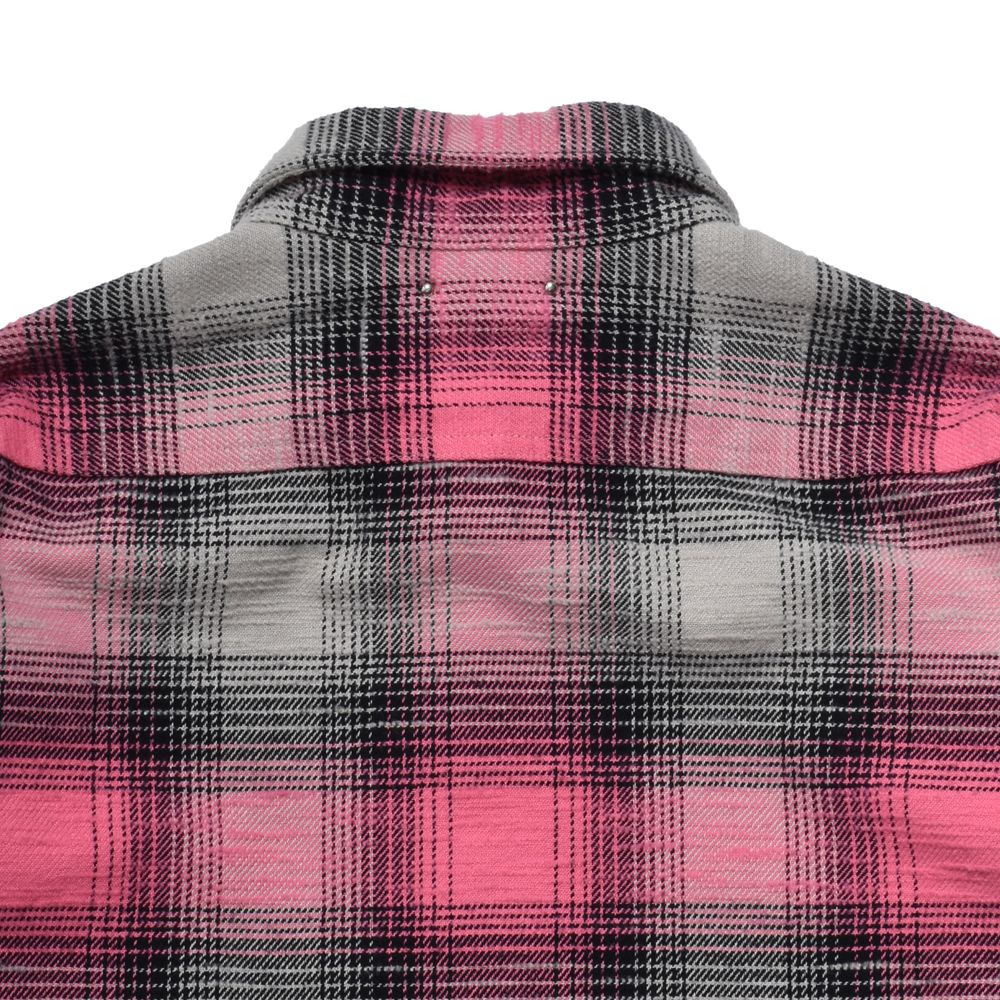 Heavy Cotton Flannel Ombre Work Shirt  - PINK / MDFBF09503