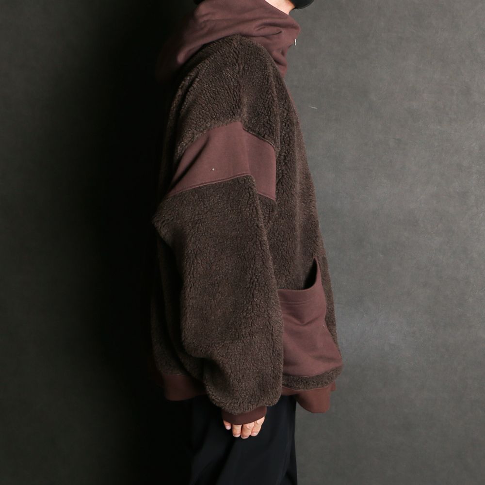 BOA×SWEAT HOODIE / ボア×スウェット ハーフジップパーカー / 179203
