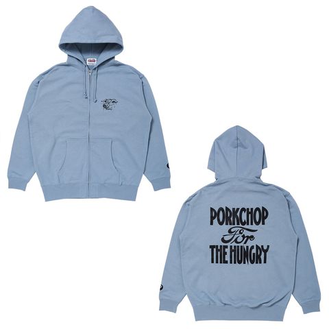 HUNGRY ZIP UP HOODIE - STONE BLUE / ジップアップパーカー