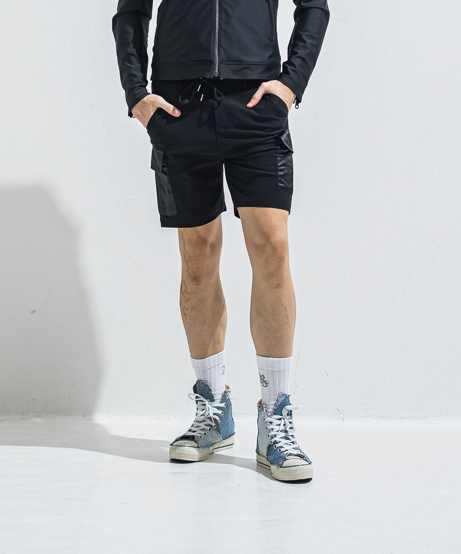 DARRELL CARGO SHORTS - BLACK / カーゴ ショートパンツ / RC40-HP-005