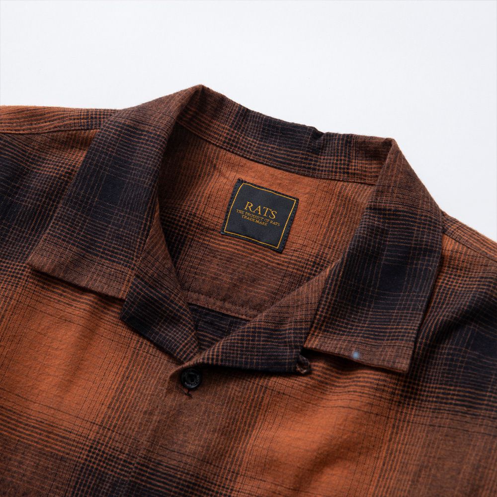 RATS - COTTON OMBRE CHECK SHIRT / オープンカラー シャツ / 22'RS