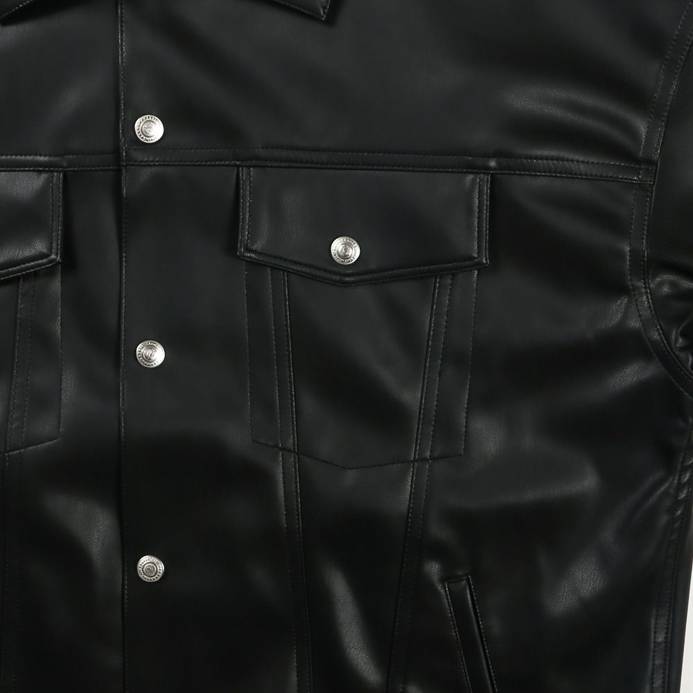 LEATHER OVER 3RD G - BLACK / エコレザージャケット / RC37-JK-006
