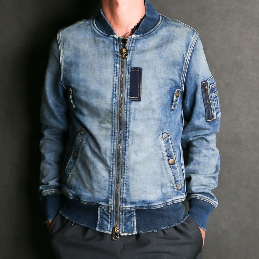 TMT - SWEATLIKE-STRETCH DENIM TYPE-MA-1 FLIGHT JACKET