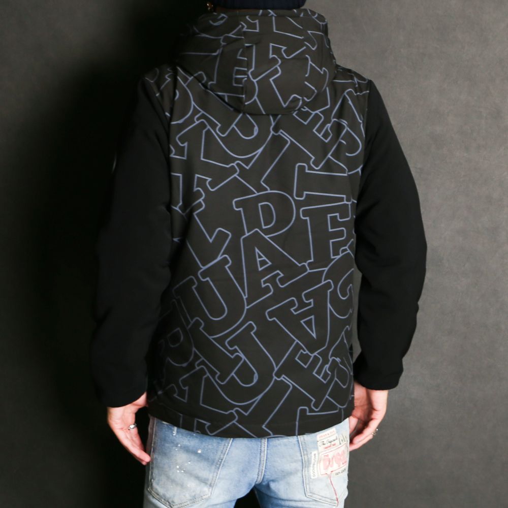 LETTERING SLEEVE SWITCH JACKET / ダイアゴナルロゴ ドッキング ダウンパーカー / USO-21044