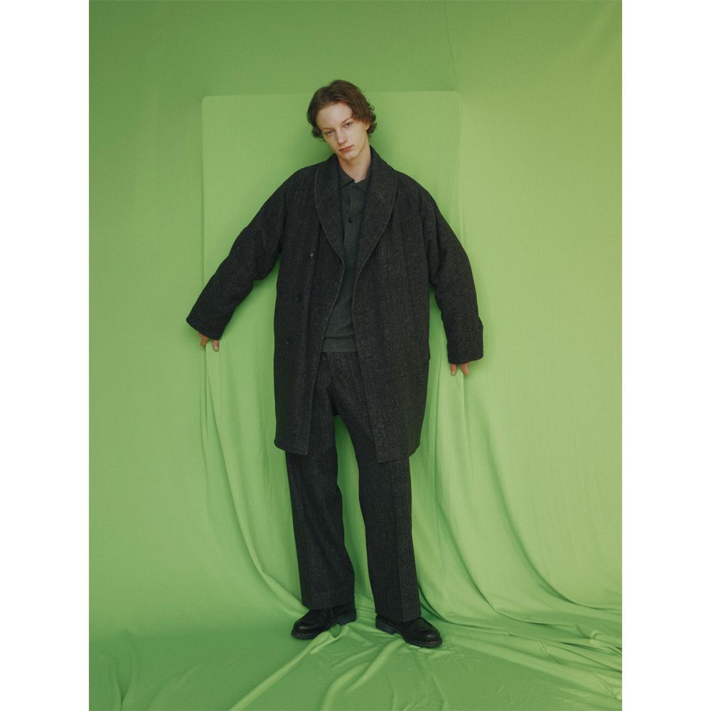 Shawl Collar Coat - Herringbone / ヘビーシルクフランネル - ショールカラーコート / M26C19CO01C