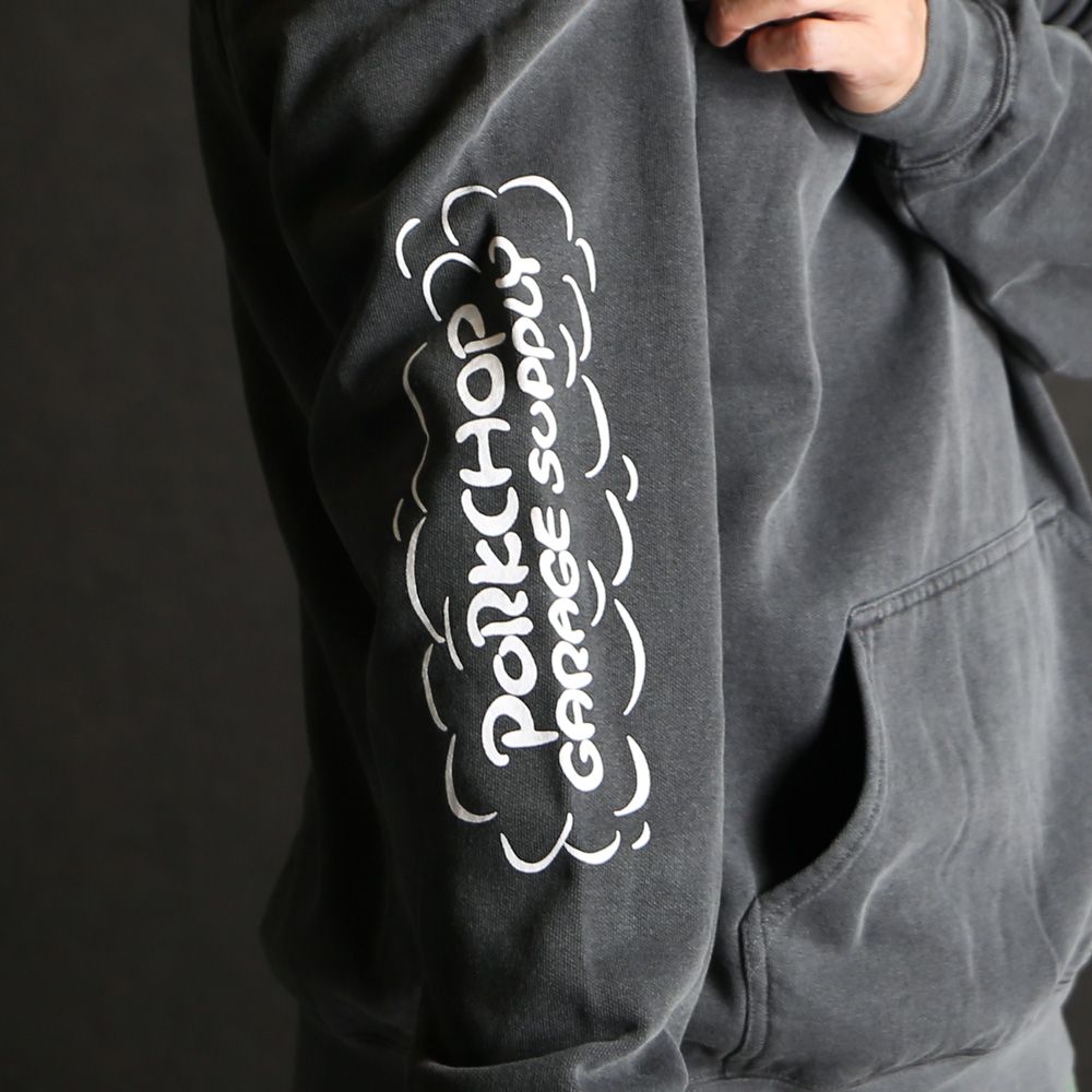 RUNNING LOGO HOODIE - ASH BLACK / プルオーバーパーカー