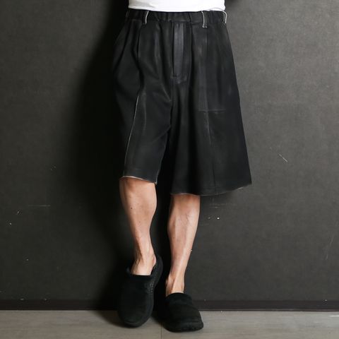 "Leather Coating Jersey" Short Track Pants - Black / レザーコーティングジャージ ショートトラックパンツ / TA26SS-PT090