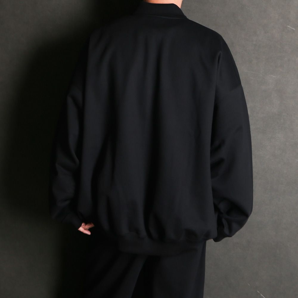 HALF ZIP POLO HUGE SWEAT - BLACK / オーガニックコットンヘビー吊裏毛 - ハーフジップポロヒュージスウェット / A26A09CS03C