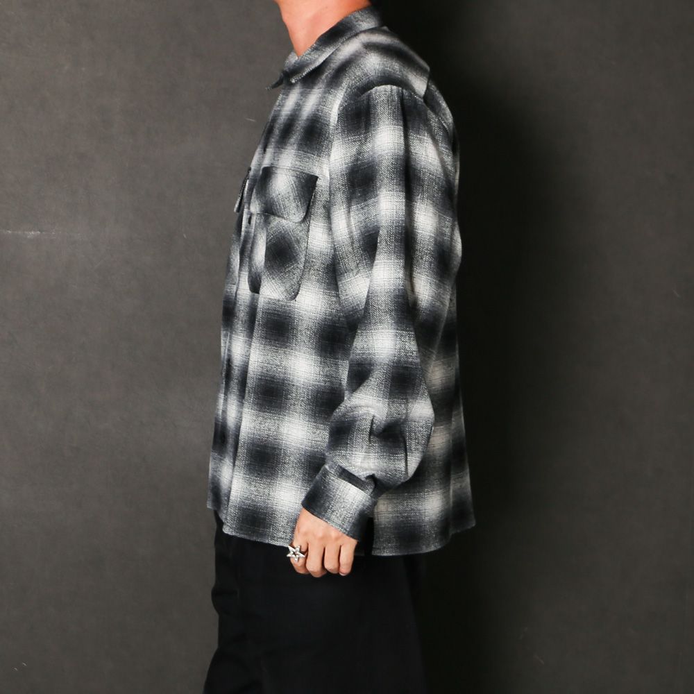 Wool Ombre Check L/S Shirt (26aw) - BLK / チェックシャツ / HS-100626