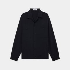DOUBLE POCKET OPEN COLLAR SHIRT - CHAMBRAY BLACK / 2/72 ウールトロピカルワッシャー - ダブルポケット オープンカラーシャツ / M26A11SH01C