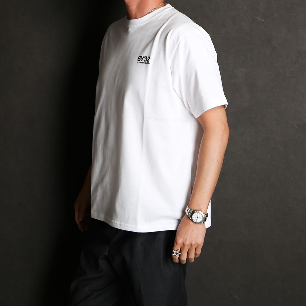 BACK SLASH BIG LOGO TEE - WHITE × BLACK / グラフィックTシャツ / 14154J-W