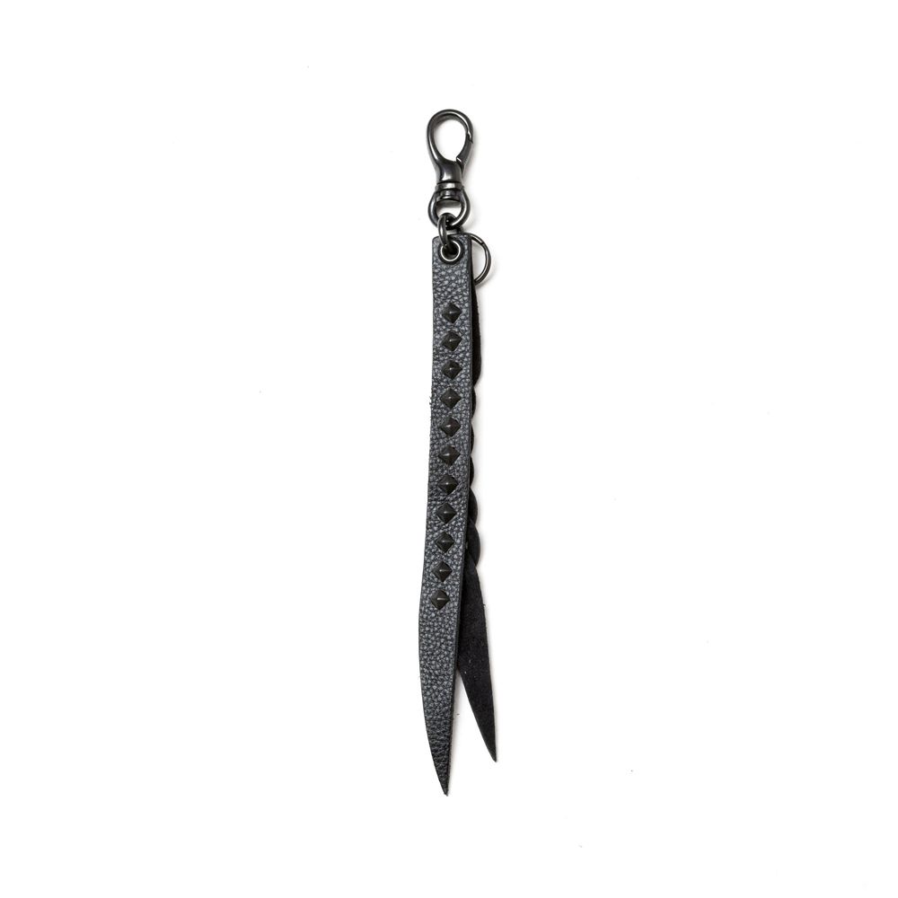 CALEE - STUDS & KNITTING LEATHER SHORT KEY RING ＜TYPE B