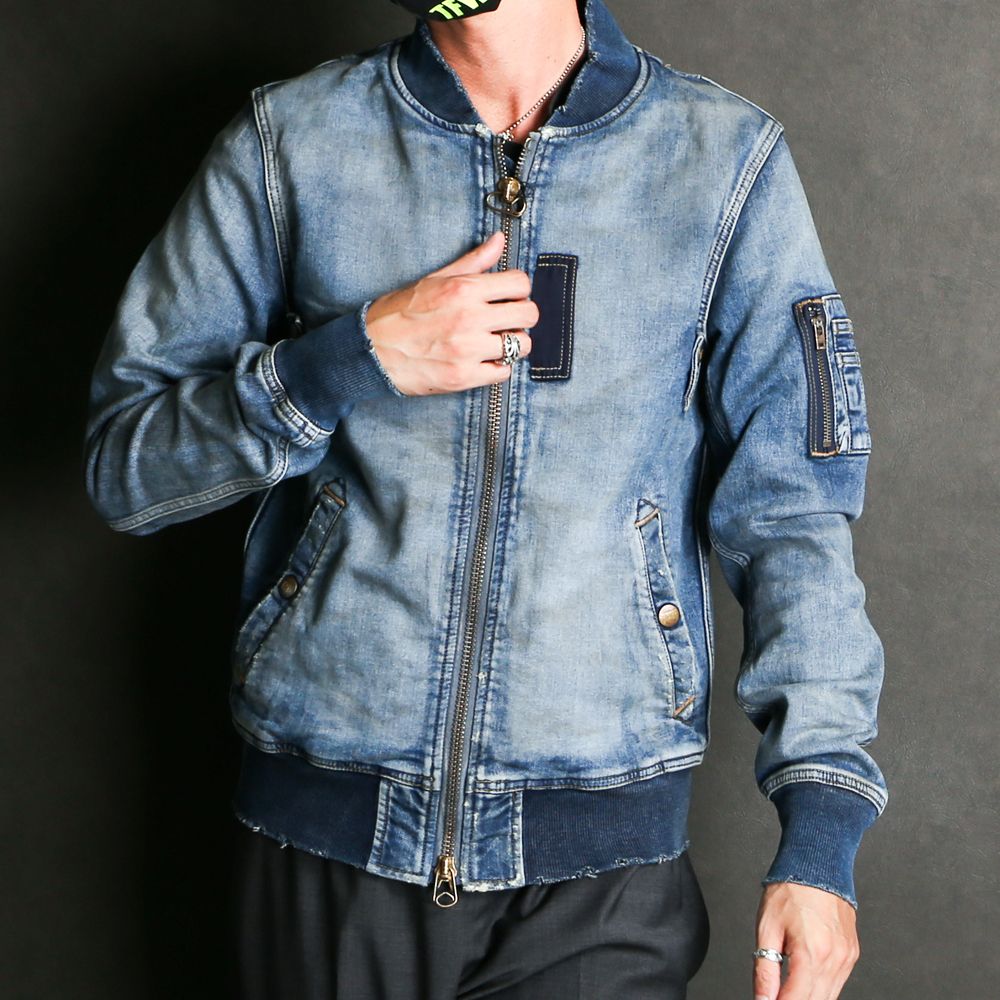 TMT - SWEATLIKE-STRETCH DENIM TYPE-MA-1 FLIGHT JACKET