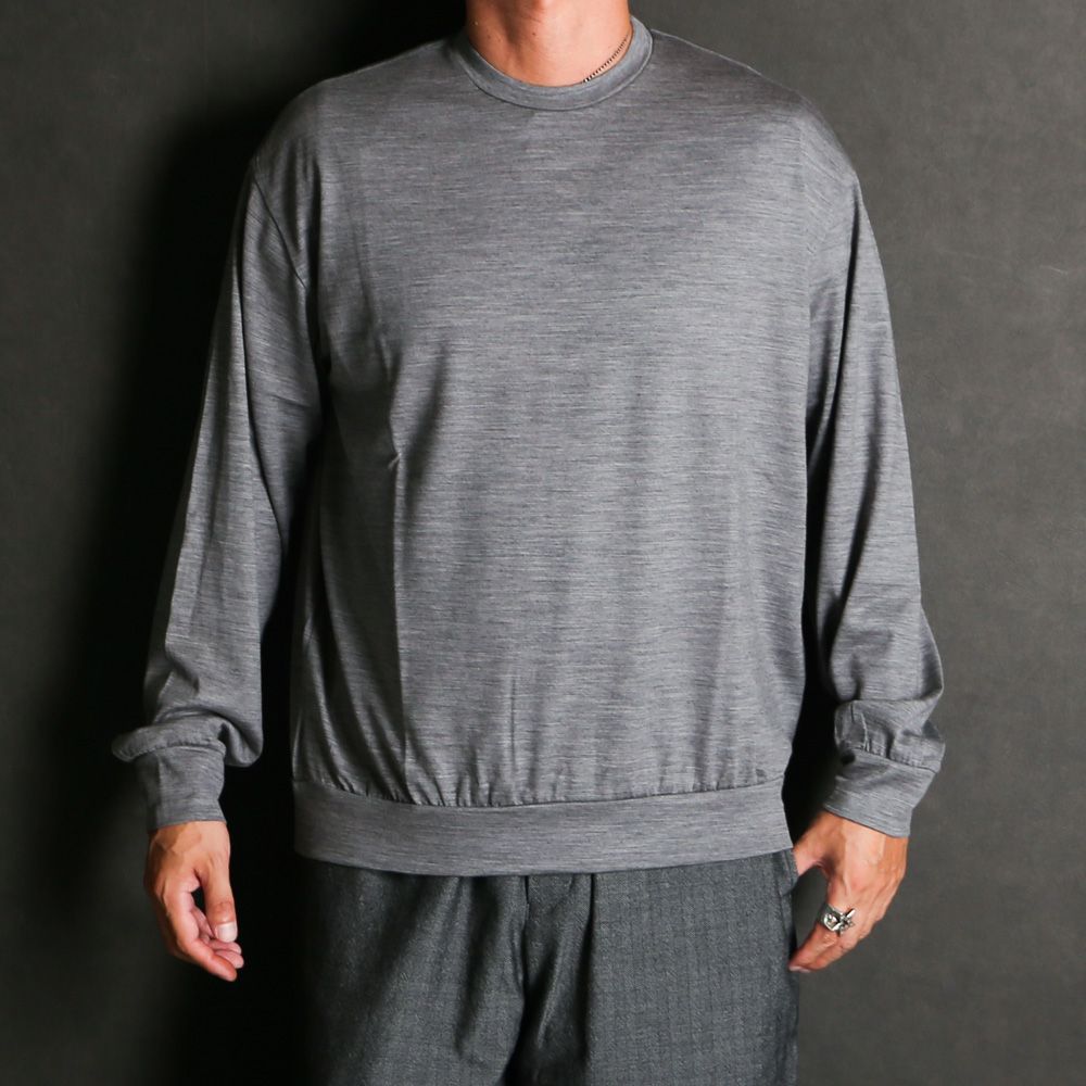 CREW NECK - TOP GRAY / ウォッシャブルウール天竺 - クルーネック / M25C21CS02C