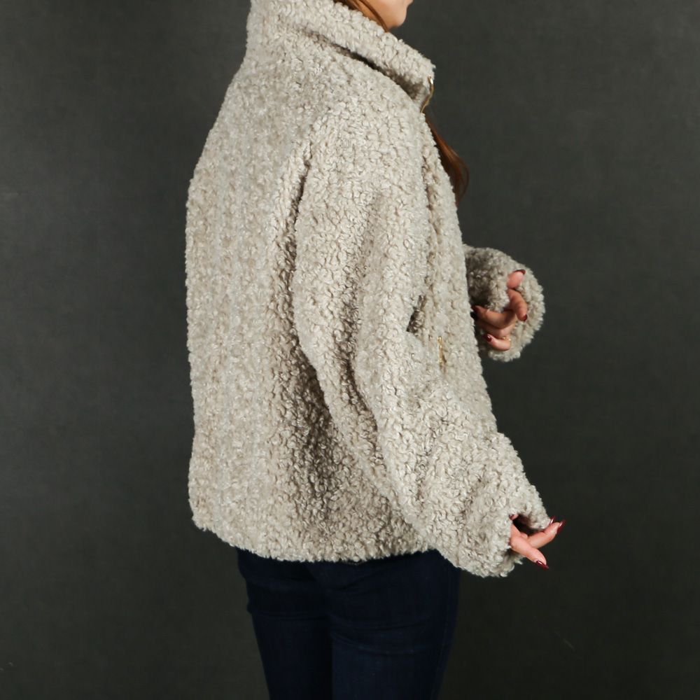 【ラスト1点-サイズ2】【レディース】 LUELA ルエラ - L.GRAY / ボア スタンドカラーブルゾン (フリース) / LJXA0041033588