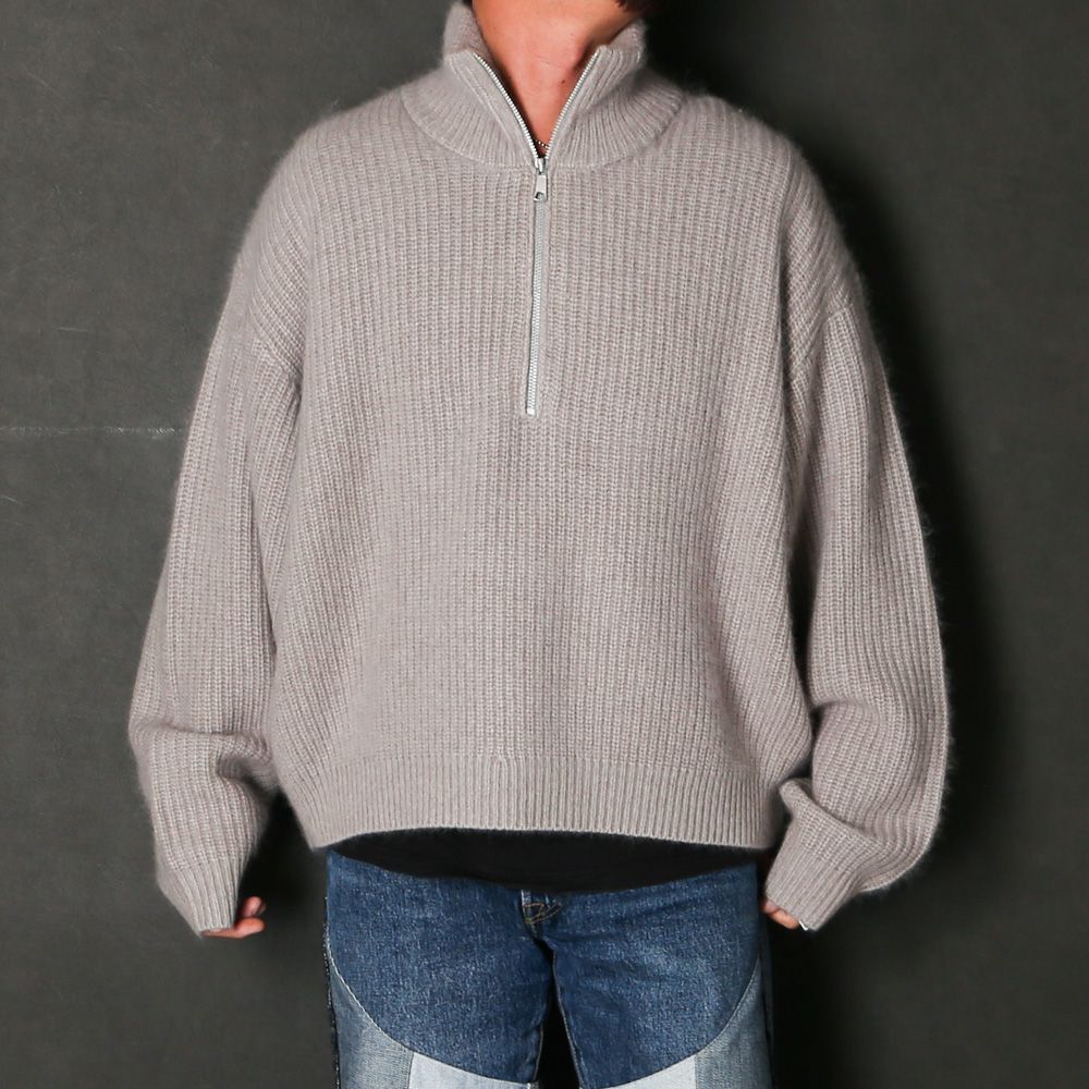 RACCON HALF ZIP KNIT - GREIGE / ハーフジップニット / VTM-26-K-106
