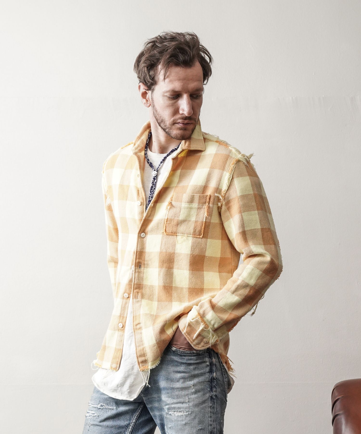 Buffalo PLAID FRINGE SHIRTS / フリンジ バッファローチェック シャツ / TSH-F2105