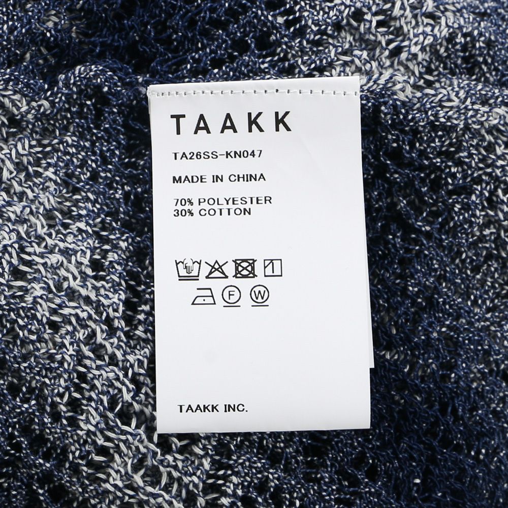 "Gradient-Striped Sheer Knit" Short Sleeve Knit - Navy / グラデーション ニットトップ / TA26SS-KN047