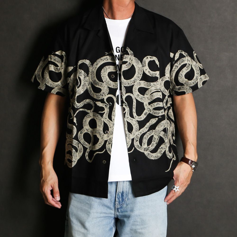 SNAKE PATTERN PANEL S/S SH / スネークパターン オープンカラーシャツ / CL-26SS004ULT