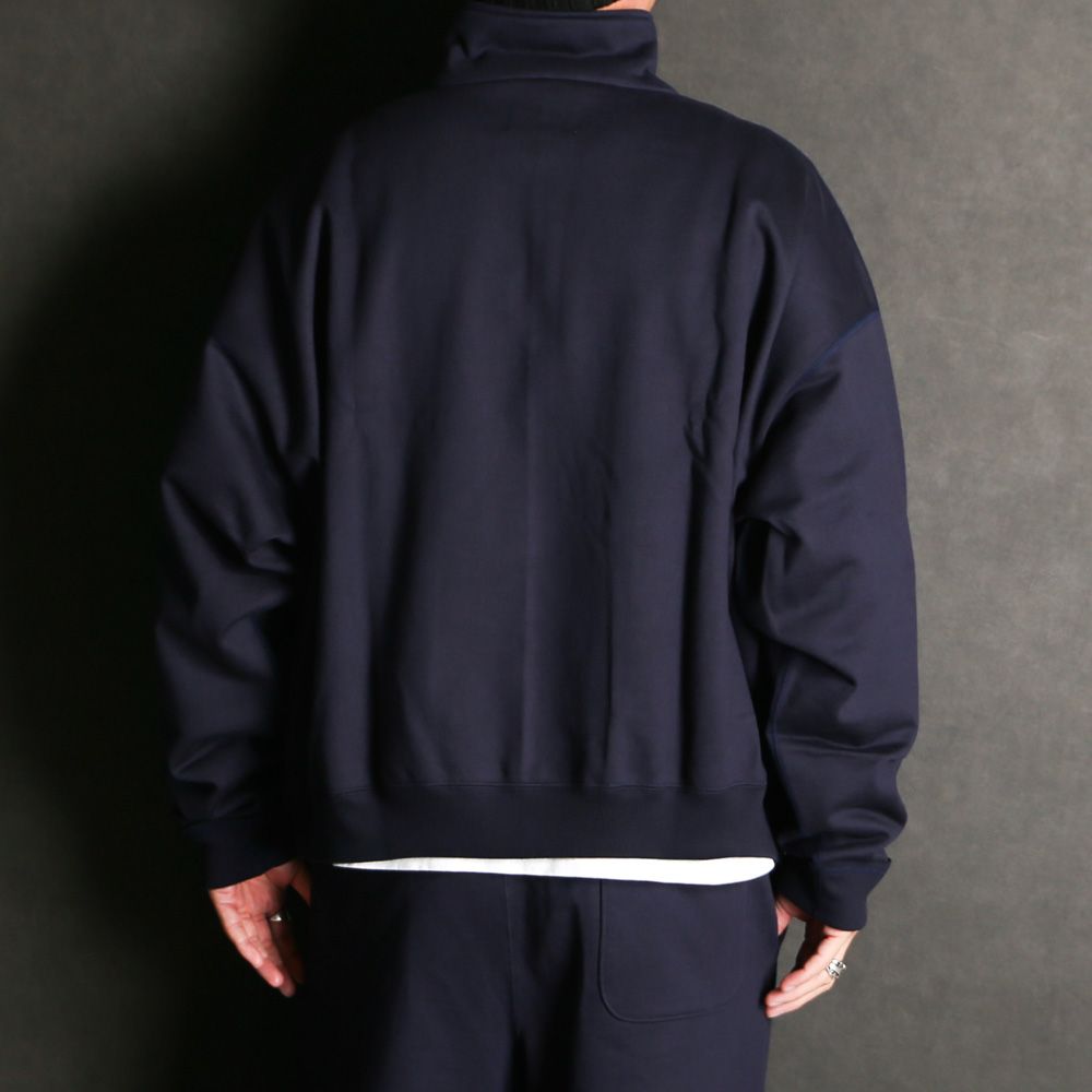 SHORT QUARTER ZIP PULLOVER - D.NAVY / オーガニックコットンヘビー吊裏毛 - ショートクォータージッププルオーバー / A25D03CS02C