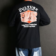WAVE LOGO L/S TEE - BLACK (ポケット無し) / ロングスリーブTシャツ