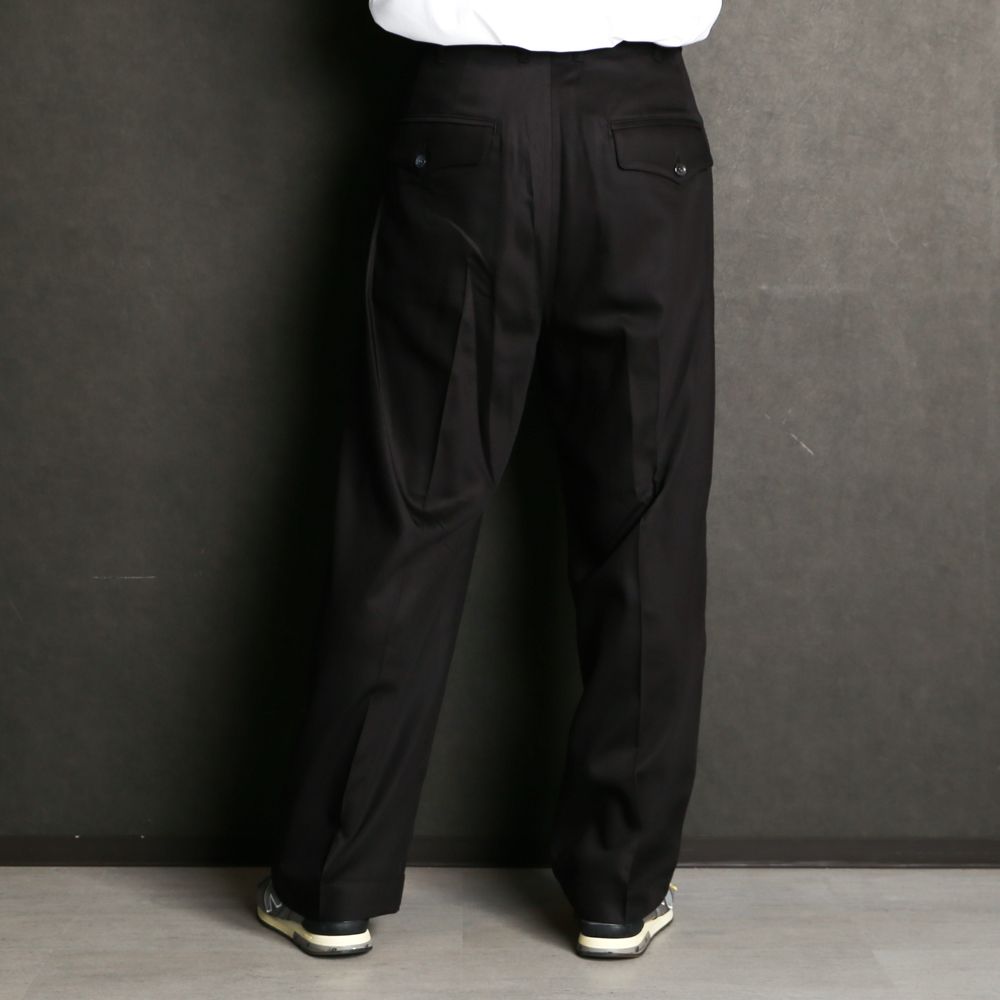 1 tuck wide trouser - Rayon poly gabardine / 1タックワイドトラウザー ギャバジン / SN-413A