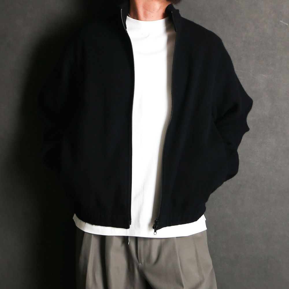 TRACK JACKET - BLACK / スーパー130s ウールナッピング - トラックジャケット / M25D10CS01C