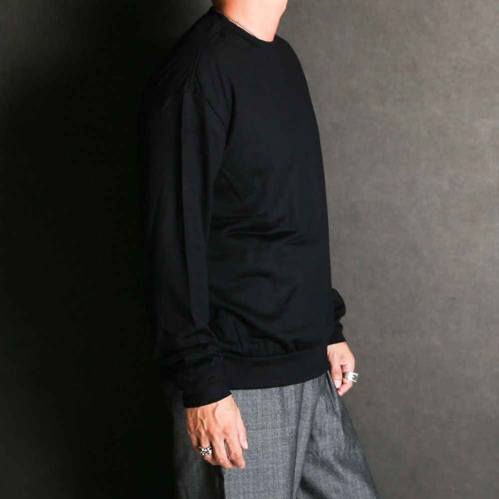 CREW NECK - BLACK / ウォッシャブルウール天竺 - クルーネック / M25C21CS02C