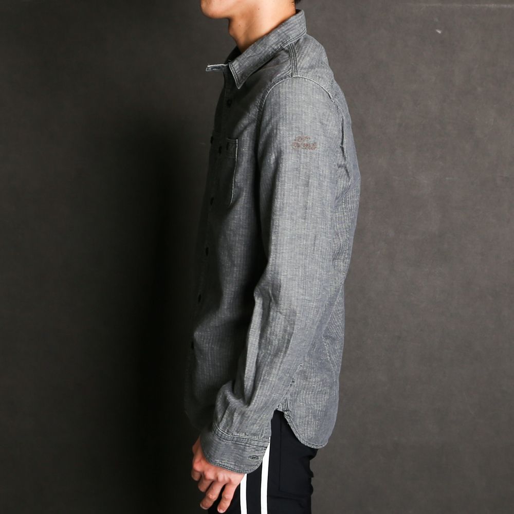 HERRINGBONE INDIGO CHAMBRAY WORK SHIRTS / ヘリンボン シャンブレー ワークシャツ / TSH-F2003