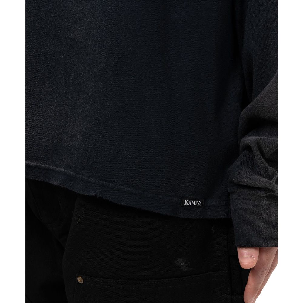 "Messenger Bird" Distressed Pocket L/S T-shirt - BLACK / グラフィック Tシャツ / G15LT086