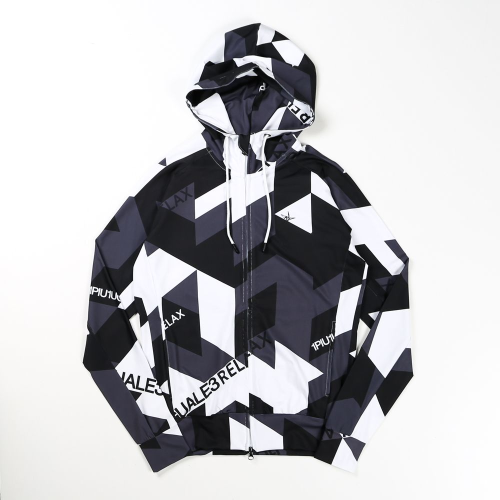 1PIU1UGUALE3 RELAX - GEOMETRIC RASH GUARD ZIP HOODIE / 幾何学柄