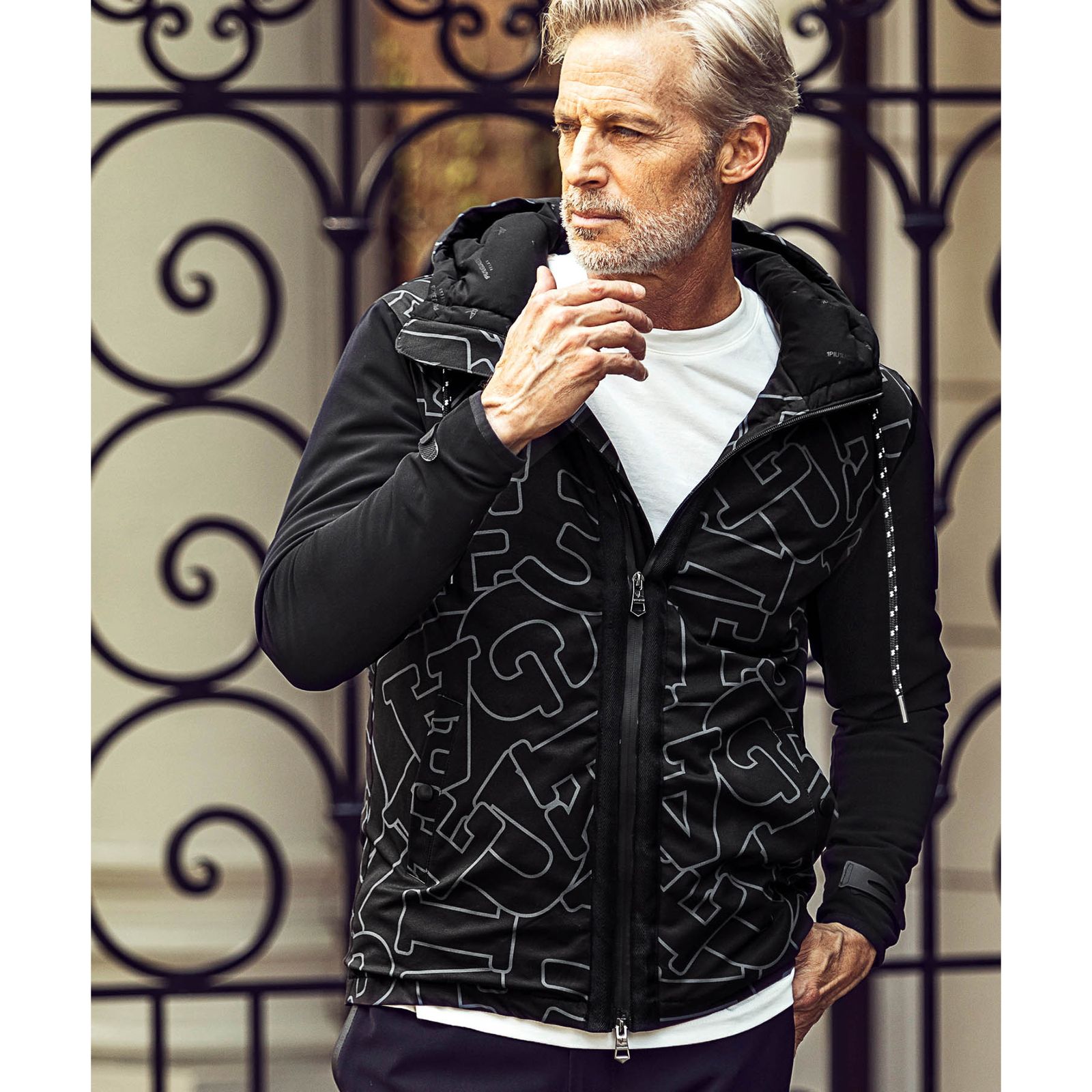 LETTERING SLEEVE SWITCH JACKET / ダイアゴナルロゴ ドッキング ダウンパーカー / USO-21044