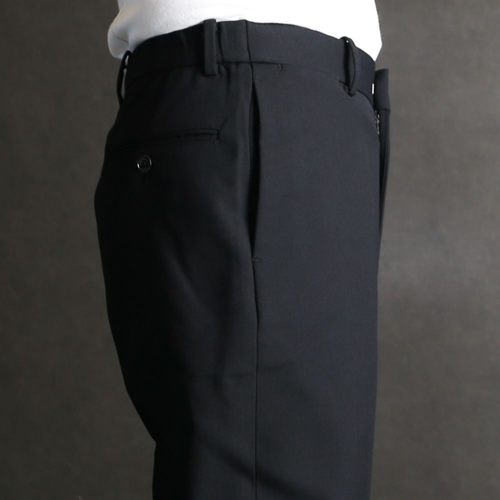 Flat Tapered Trousers - Black / 3/60 オーガニックウールサバイバルクロス® - フラットテーパードトラウザーズ / A26C07PT01C