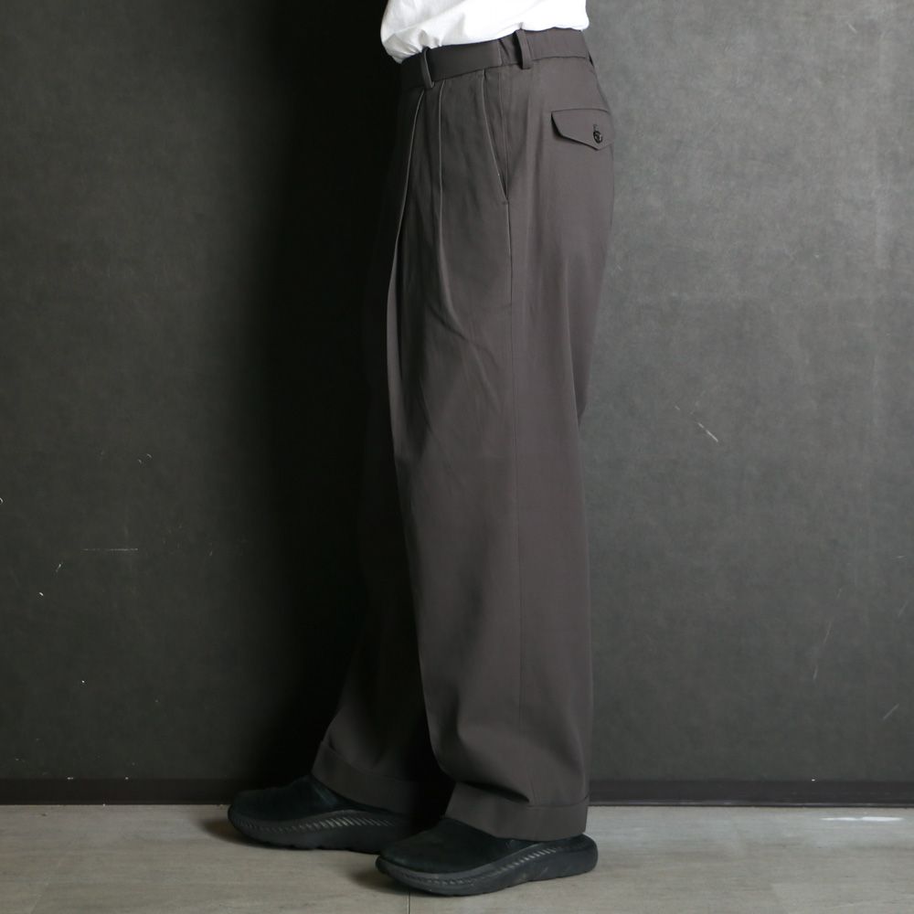 DOUBLE PLEATED SEMI EASY TROUSERS - CHARCOAL / 60/2オーガニック強燃ボイル3/2ツイル - ダブルプリーテッドセミイージートラウザーズ / A26A16PT01C