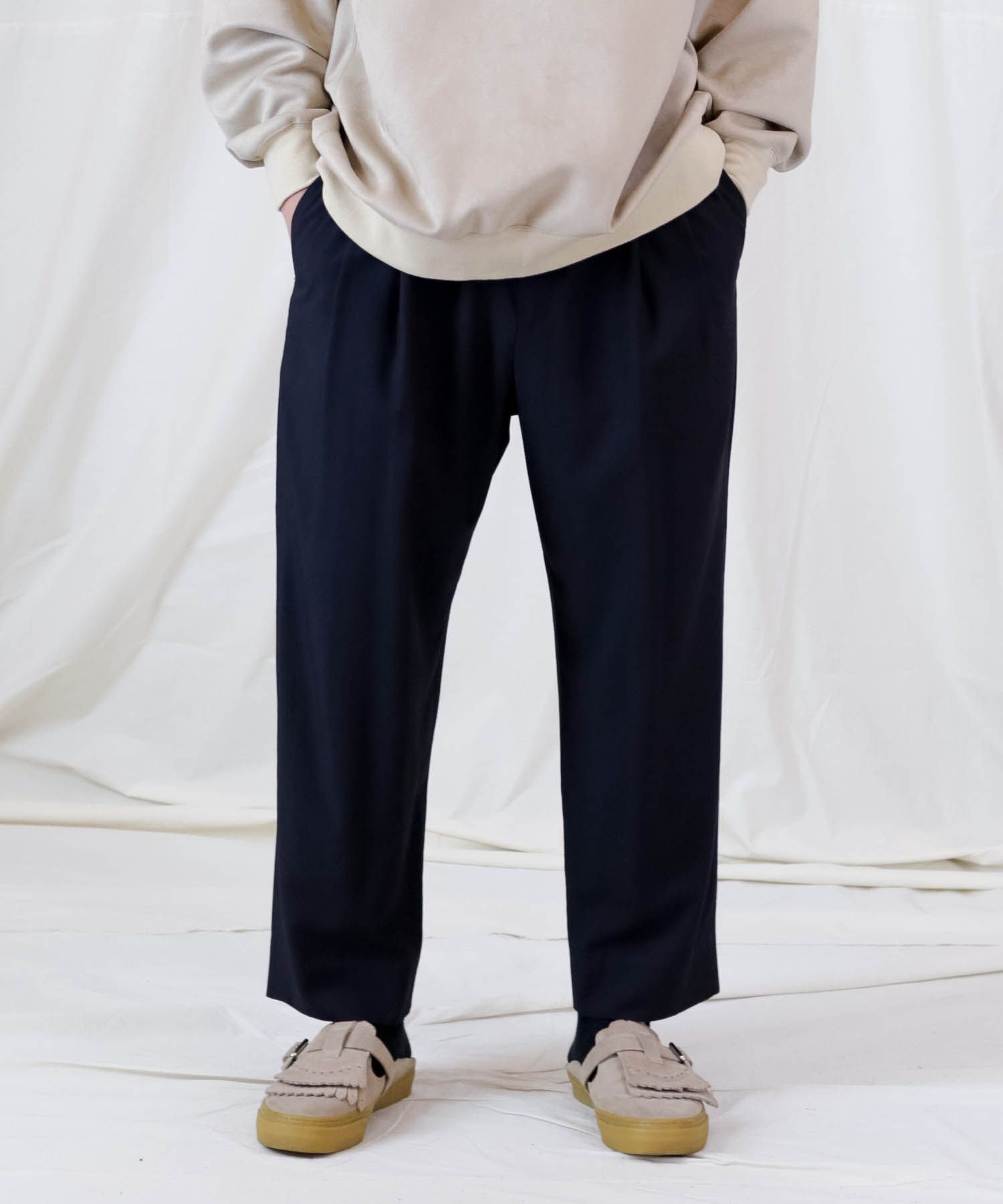 RY TYPEWRITER CLOTH 2TUCK PT / サルエル 2タックテーパードパンツ / 479107