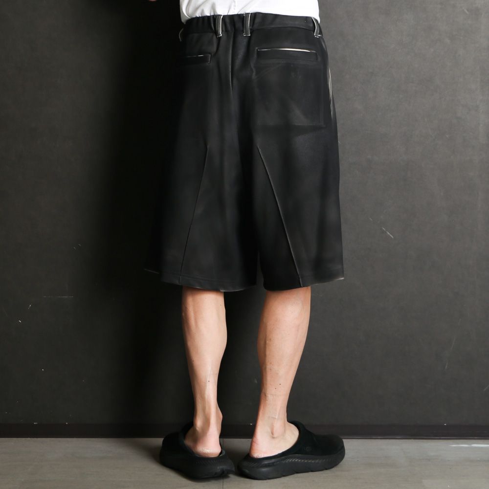 "Leather Coating Jersey" Short Track Pants - Black / レザーコーティングジャージ ショートトラックパンツ / TA26SS-PT090