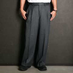 Single Pleat Wide Trousers - Gray / オーガニックウール撚り杢へリンボン - シングルプリーツワイドトラウザーズ / M26C20PT01C